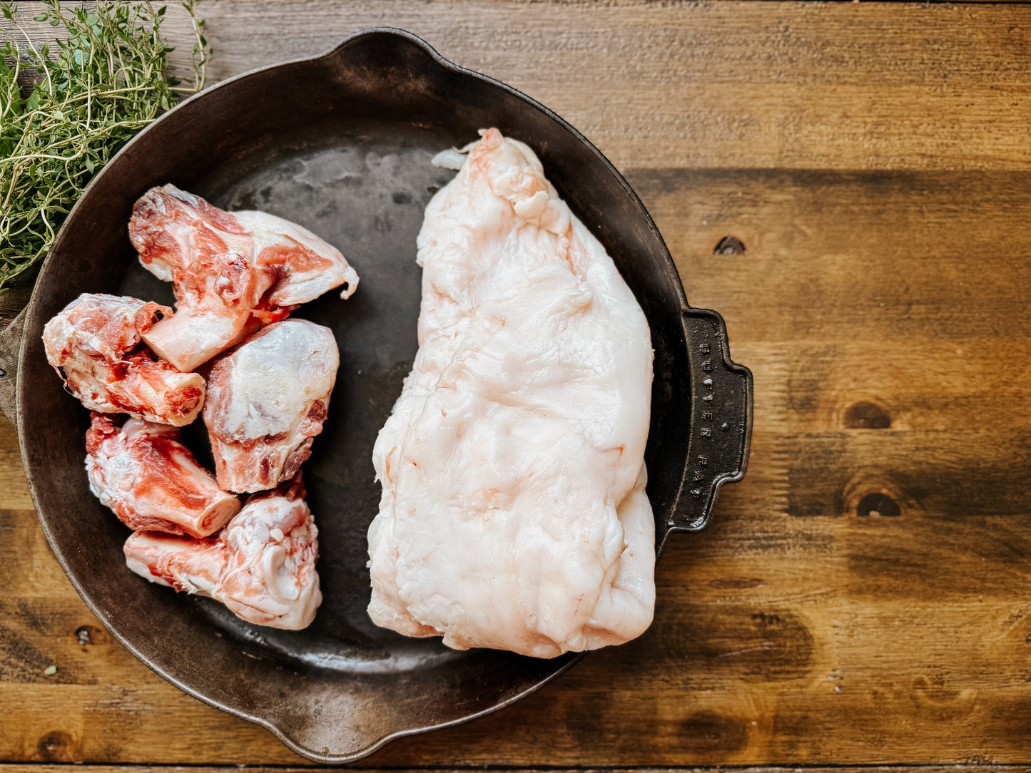Pork bones + fat from Kunekune pigs
