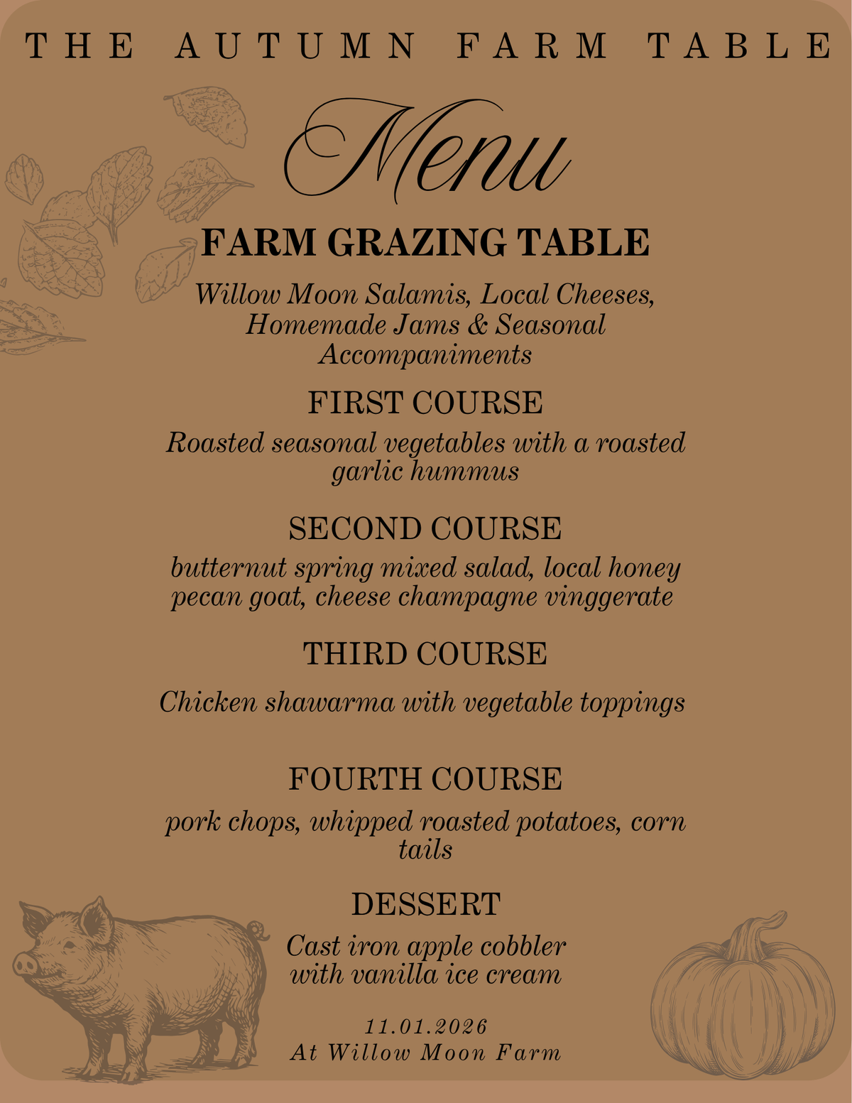 Autumn Farm To Table Dinner | November 1st 2026